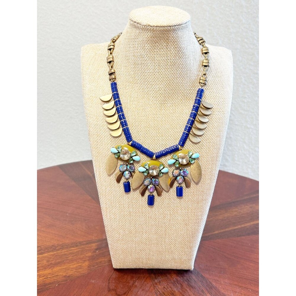 J.Crew Multi-Color Crystal Metal Statement Necklace